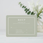 Elegant Formal Sage Green Wedding RSVP Kaartje (Staand voorkant)