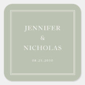 Elegant Formal Sage Green Wedding Vierkante Sticker (Voorkant)