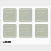 Elegant Formal Sage Green Wedding Vierkante Sticker (Vel)