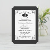 Elegant Formal Silver College Graduation Party Kaart (Staand voorkant)