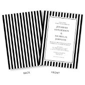 Elegant Formal Stripes Black And White Wedding Kaart