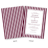 Elegant Formal Stripes Burgundy Wedding Kaart