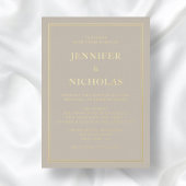 Elegant Formal Taupe Wedding Gold Foil Uitnodiging