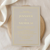 Elegant Formal Taupe Wedding Gold Foil Uitnodiging