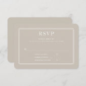 Elegant Formal Taupe Wedding RSVP Kaartje (Voorkant / Achterkant)