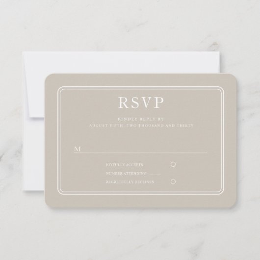 Elegant Formal Taupe Wedding RSVP Kaartje (Voorkant)
