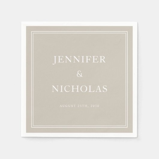 Elegant Formal Taupe Wedding Servet (Voorkant)