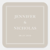 Elegant Formal Taupe Wedding Vierkante Sticker (Voorkant)