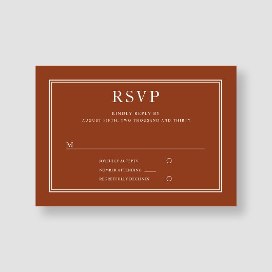 Elegant Formal Terracotta Wedding RSVP Kaartje