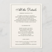 Elegant formal traditional classic wedding details informatiekaartje (Voorkant)