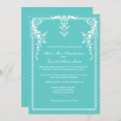 Elegant formal trouwuitnodiging blauw kaart (Voorkant / Achterkant)