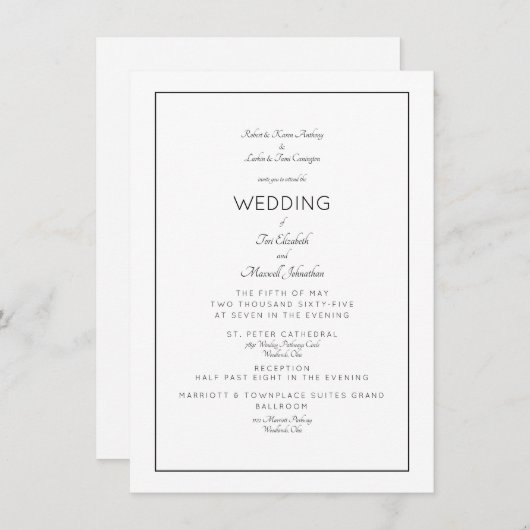 Elegant Formal Wedding Beide Reeksen Ouders 2 Plaa Kaart (Voorkant / Achterkant)