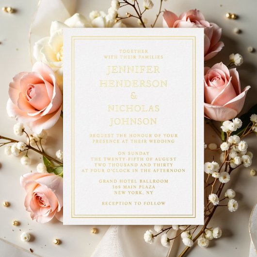 Elegant Formal Wedding Gold Foil Uitnodiging