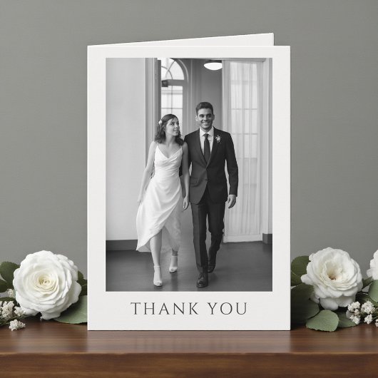 Elegant Formal Wedding Photo Monogram Thank You Bedankkaart