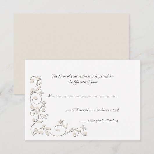 Elegant Formal Wedding Response Card RSVP Kaartje (Voorkant / Achterkant)