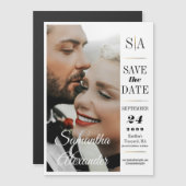 Elegant Formal zwart Stropdas foto bruiloft Magnetische Uitnodiging (Voorkant / Achterkant)