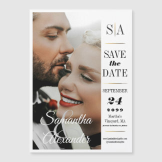 Elegant Formal  zwart Stropdas foto bruiloft Magnetische Uitnodiging