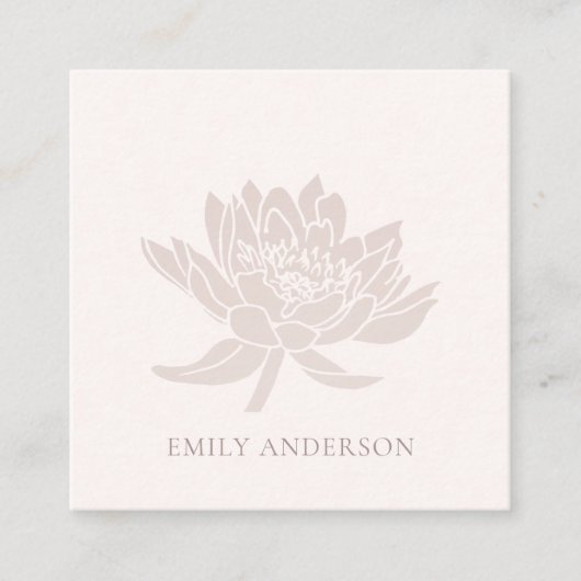 ELEGANT FORMEEL BLUSH PINK ROSE GOLD LOTUS FLORAL VIERKANTE VISITEKAARTJE (Voorkant)