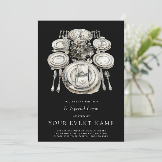 Elegant formeel diner kaart (Staand voorkant)