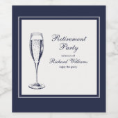 Elegant formeel donkerblauw wit pensioen wijn etiket (Enkel label)