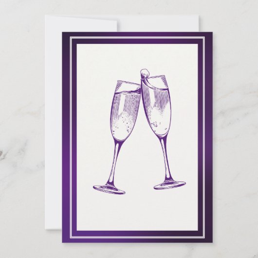 Elegant formeel donkerwit Paarse afscheidsfeest Kaart (Achterkant)