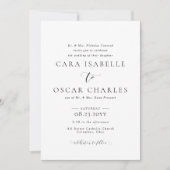 Elegant formeel eenvoudig zwart-wit huwelijk kaart (Voorkant)