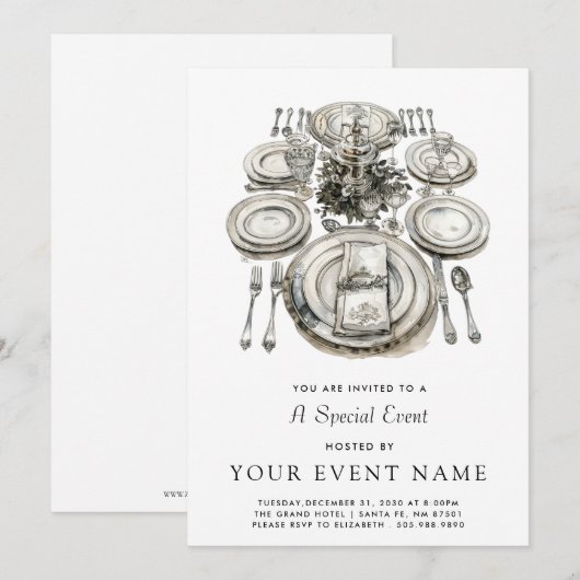 Elegant formeel evenement kaart (Voorkant / Achterkant)