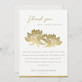 ELEGANT FORMEEL FAUX GOLD LOTUS FLORAL BUSINESS BEDANKKAART (Voorkant / Achterkant)