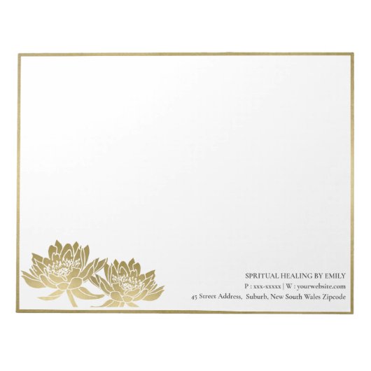 ELEGANT FORMEEL FAUX GOLD LOTUS FLORAL BUSINESS NOTITIEBLOK (Voorkant)