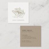 ELEGANT FORMEEL FAUX GOLD LOTUS LINE DRAADLOOS VIERKANTE VISITEKAARTJE (Voorkant / Achterkant)