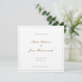 Elegant formeel Gold Ochre Lijst Weddenschap Save The Date (Staand voorkant)