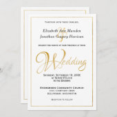 Elegant formeel Gold Script Calligraphy Weddenscha Kaart (Voorkant / Achterkant)