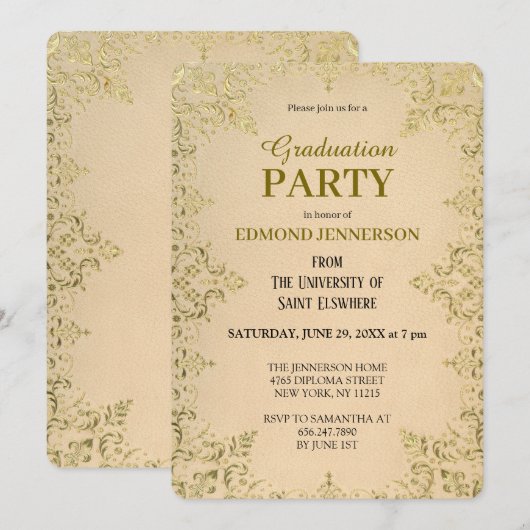 Elegant Formeel Goud 2025 Afstudeerfeest Kaart (Voorkant / Achterkant)