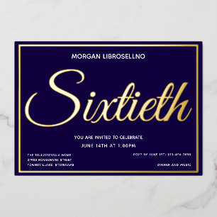 Elegant Formeel Goud 60 Zestigste Verjaardag Folie Uitnodiging