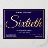 Elegant Formeel Goud 60 Zestigste Verjaardag Folie Uitnodiging (Voorkant)