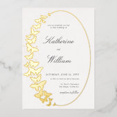 Elegant formeel klassiek Butterfly Lijst Gold Folie Uitnodiging (Voorkant)