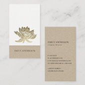 ELEGANT FORMEEL KRAFT GLAM FAUX GOLD LOTUS FLORAL VISITEKAARTJE (Voorkant / Achterkant)