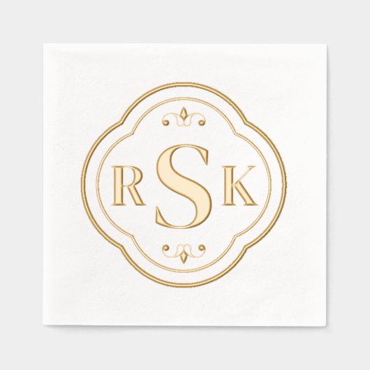 Elegant formeel Lijst monogram Initialen Folie Servetten (Voorkant)
