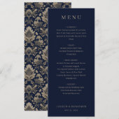 Elegant formeel menu in marineblauw (Voorkant / Achterkant)