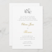 Elegant formeel minimaal modern Floral Gold Weddin Kaart (Voorkant / Achterkant)