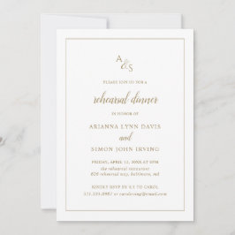 Elegant formeel monogram goudrepetitie Dinner Kaart