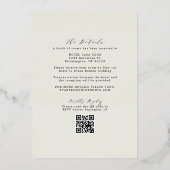 Elegant formeel monogram RSVP QR Code Weddenschap  Folie Uitnodiging (Achterkant)