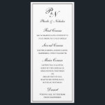 Elegant formeel monogram traditionele trouwdag menu<br><div class="desc">Traditioneel en klassiek trouwmenu met een eenvoudig ontwerp met uw twee initialen monogram,  namen en cursief headers in een elegante kalligrafie.  Dit klassieke zwart-wit ontwerp is perfect voor een formele bruiloft.  Trouwmenu's zijn een geweldige manier om een element van stijl en formaliteit toe te voegen aan uw speciale dag.</div>