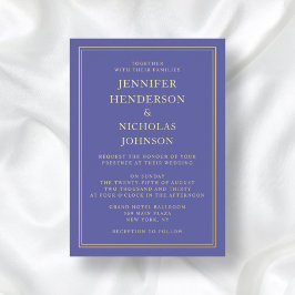 Elegant formeel paars trouwgoud folie uitnodiging
