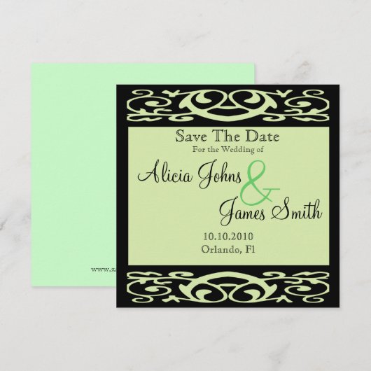 Elegant formeel pastel Green Save the Date Card (Voorkant / Achterkant)