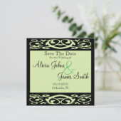 Elegant formeel pastel Green Save the Date Card (Staand voorkant)