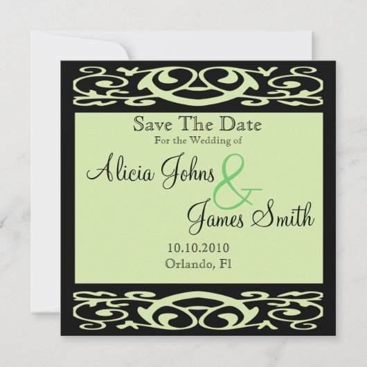Elegant formeel pastel Green Save the Date Card (Voorkant)