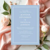 Elegant Formeel Poeder Blauw Bruiloft Kaart