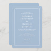 Elegant Formeel Poeder Blauw Bruiloft Kaart (Voorkant / Achterkant)