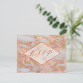 Elegant formeel Roos Gold Marble RSVP-behuizing Briefkaart (Staand voorkant)